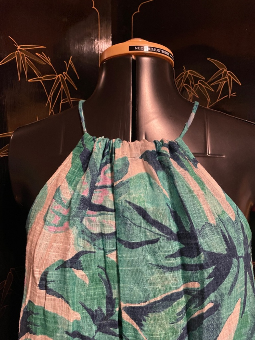 NWT blue island Green & Navy Tropical Halter Swim Coverup